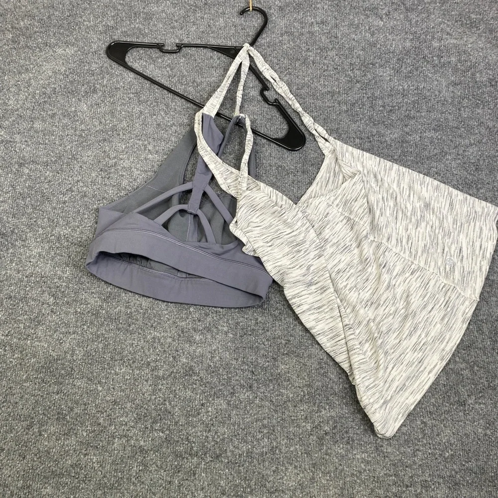 Lululemon 2-in-1 Sports Bra Tank Top Purple Space Dye Strappy Back Womens Size 6